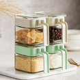 thumbnail image 7 of Shoreew Seasoning Box with Spoon Handle Dustproof Lid Clear Multifunctional Countertop Spice Condiment Salt Sugar Glass Storage Jar Container Kitchen Supplies, 7 of 7