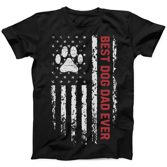 Mens Funny Dog Dad T Shirts Best Dog Dad Ever American Flag Fathers Day Graphic Tee for Men Patriotic Graphic Tees