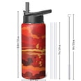 thumbnail image 4 of 18oz Insulated Water Bottle with Straw & Cleaning Brush, Wide Mouth Stainless Steel Flask, Flame Print, 4 of 5