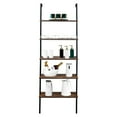 thumbnail image 6 of SESSLIFE 5-Shelf Tall Bookcase, Wall Mount Bookshelf, Rustic Brown Wood with Rustic Brown Metal Frame, 6 of 10