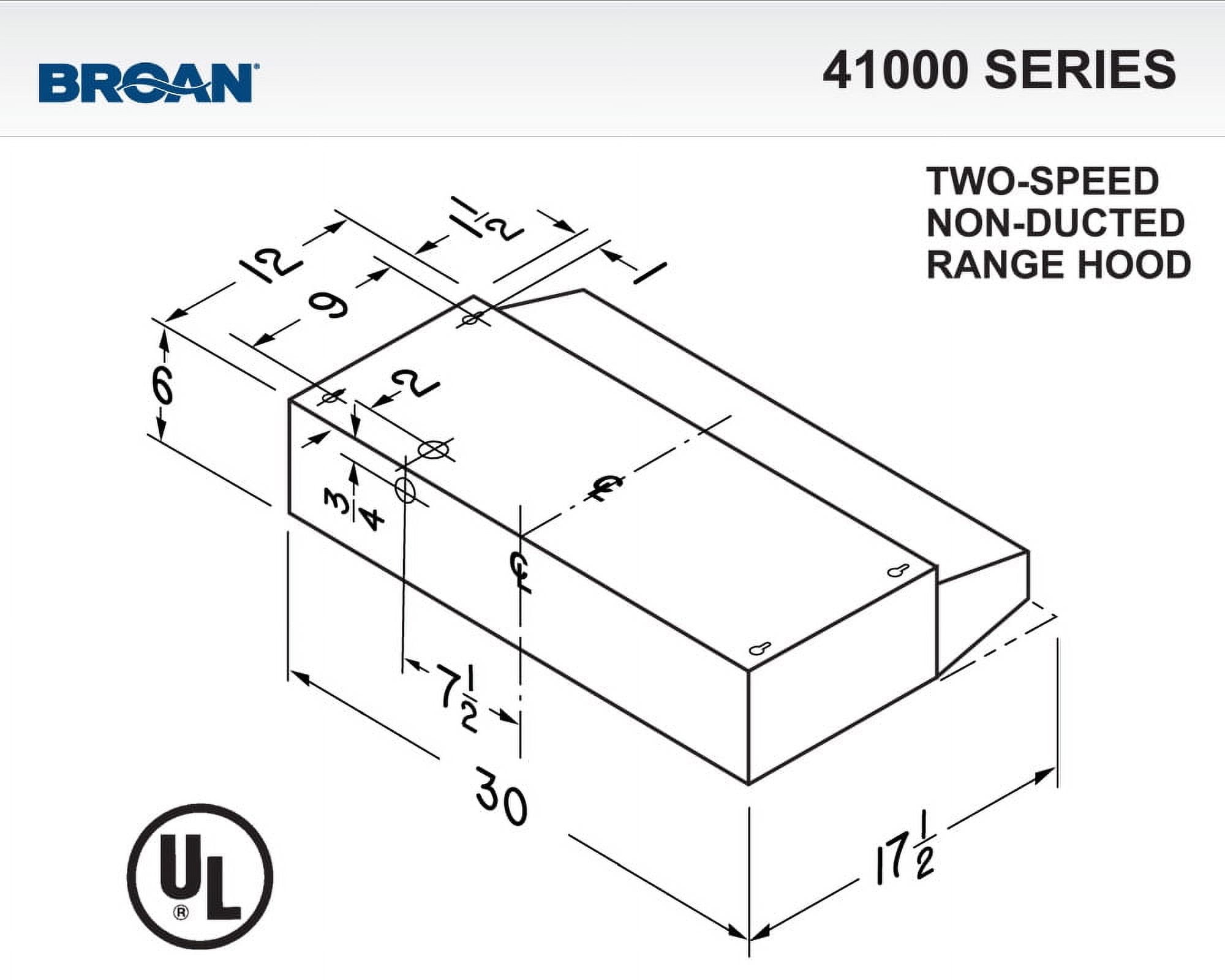 BROAN 4130SF  DUCTLESS HOOD