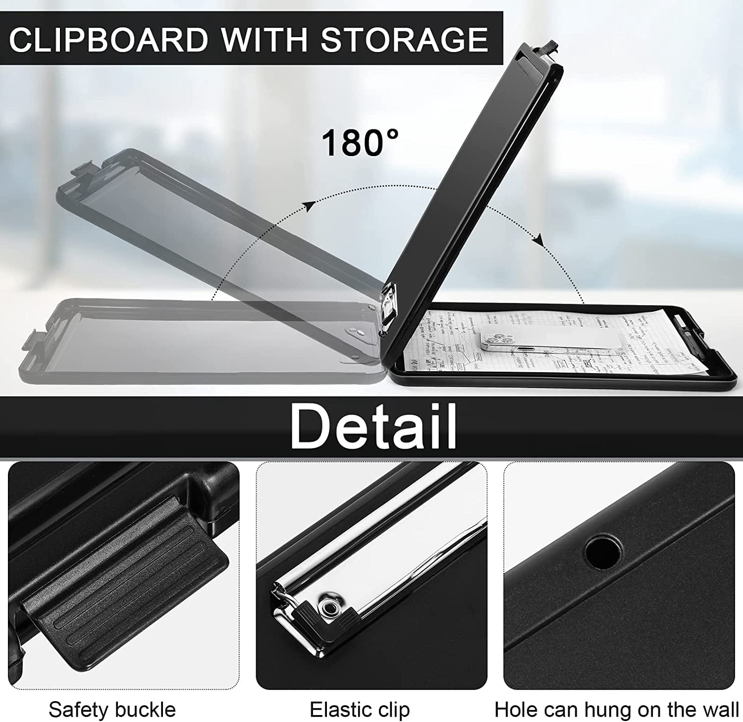 24 Pcs Clipboard with Storage Plastic Foldable Nursing Clipboard Storage with Pen Holder 9. 5 x 13. 4 Inch Foldable Clip Board with Low Profile Clip for Student Teacher Nurse Office Supplies