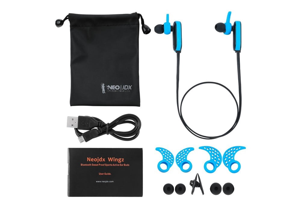 Neojdx Wingz Bluetooth Headphones, Wireless Sports Earphones w/ Mic IPX5 Waterproof HD Stereo Earbuds 6 Hour Battery Noise Cancelling Headsets