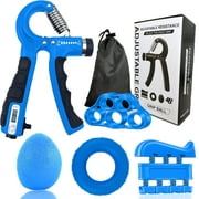 Forearm Resistance Exerciser, Hand Grip Strengthener 5-in-1 Kit, Adjustable Forearm Grip Strength Trainer for Finger Wrist, Blue