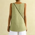 thumbnail image 4 of Linen Tops for Women Comfy Lounge Wear Summer Sleeveless Crewneck Shirt Casual Blouse Loose Fit Gauze Cami Shirts Yellow L, 4 of 5
