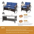 thumbnail image 5 of Costway 4PCS Patio Rattan Furniture Set Cushioned Sofa Storage Table Navy, 5 of 10