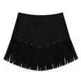 thumbnail image 5 of Unir Women Irregular Cut Long Fringe Faux Suede A Line Mini Skirt High Waist Metal Rivet Western Cowboy Casual Bottom 1PC S-XXL Plus Size Friendly, 5 of 5