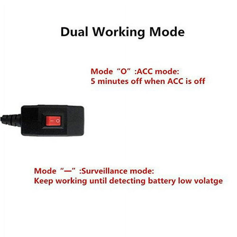 Universal OBD Power Cable for Dash Camera,24 Hours Surveillance/Acc Mode  with Switch Button(USB-C Port) 