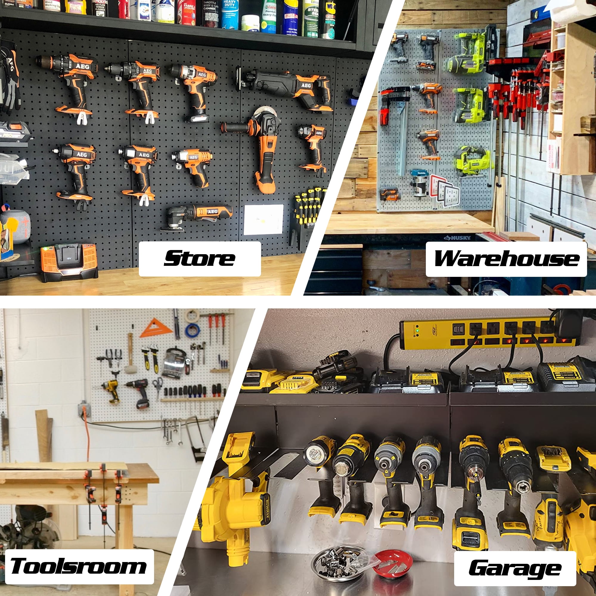 ULIBERMAGNET Magnetic Power Tool Organizer, Utility Storage Rack Shelf with Screwdriver Holder,Heavy Duty Cordless Drill Holder,Removable Tool Rack Suitable for Garage, Workshop and Warehouse