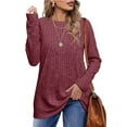 thumbnail image 5 of Besolor Long Sleeve Shirts for Women Casual Loose Crewneck Fall Tops Lightweight Tunic Sweaters Fashion Clothes, 5 of 5