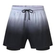 thumbnail image 4 of FRSASU Men's 2 in 1 Gradient Running Shorts Lightweight Summer Loose Elastic Waist Athletic Quick Dry Shorts with Pockets Gray, 4 of 9