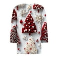 thumbnail image 6 of yoeyez Christmas Tops for Women Trendy Dressy 3/4 Sleeve T Shirts Christmas Buttons V Neck Blouse Funny Cute Xmas Tshirt, 6 of 6