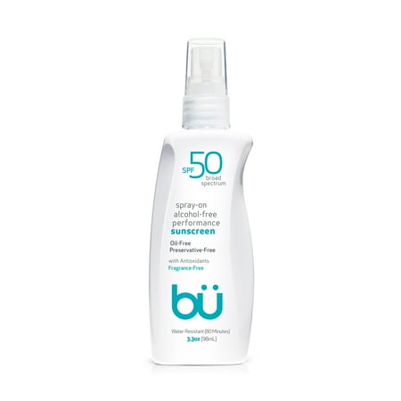 Bu SPF 50 Fragrance-Free Sunscreen Spray, Travel Sport, Water & Sweat Resistant 3.3oz
