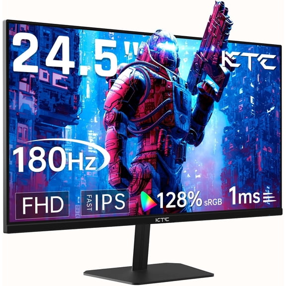 Restored KTC H25T7 24.5'' Gaming Monitor 180Hz FHD,Fast IPS 1080P 1 ms, 128% sRGB HDR10,Freesync HDMI x 2 /DP x 1 VESA Tilt Adjustable Xbox PS5 Switch (HDMI Cable Included) (Refurbished)