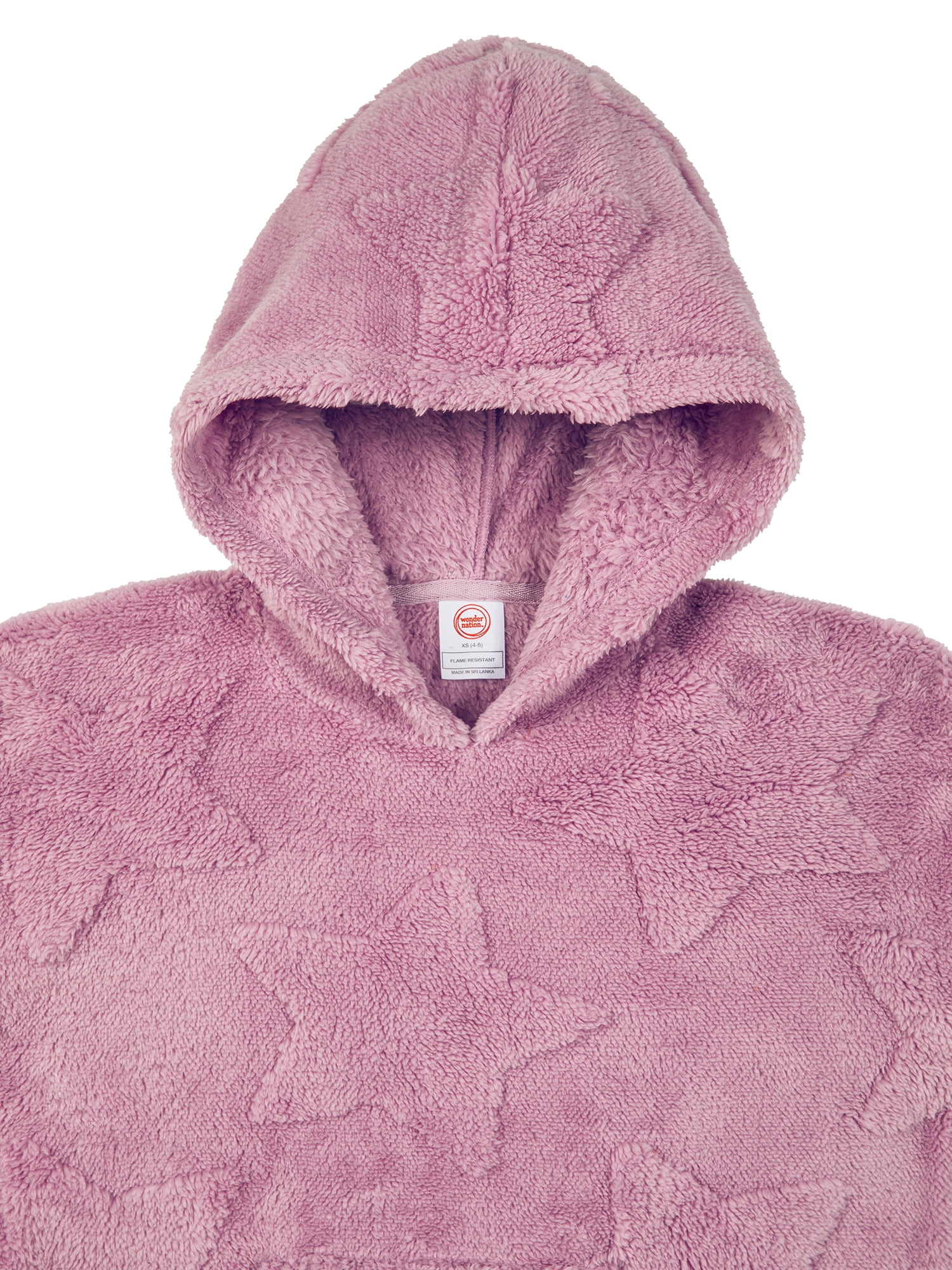 Wonder Nation Girls Long Sleeve Sleep Hoodie, One-Piece, Sizes 4-18