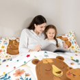 thumbnail image 4 of Castle Fairy Watercolor Floral Bear 7-Piece Twin Bedding,Cute Flower Daisy Animal Bedding Comforter Set,Peach Brown Cream,Reversible, 4 of 7