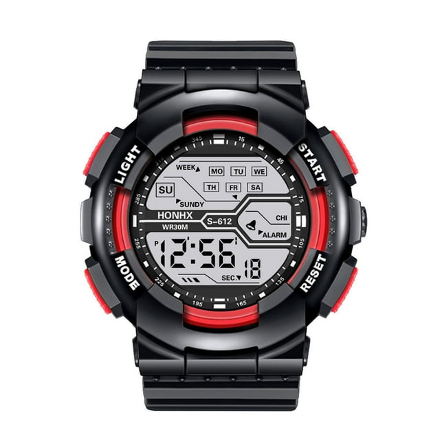 ZZkhGO Cool Sports Electronic Watch, Four Button Multifunction Digital Wristwatch, LED Display Stopwatch Alarm Water Resistant Watch for Kids Adults