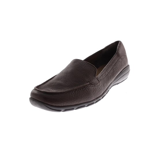 Easy Spirit Womens Abide Leather Textured Loafers Brown 9.5 Medium (B,M)