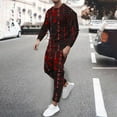 thumbnail image 2 of Ecqkame Men's Tracksuit Casual Sweatsuits Crew Neck Long Sleeve Colorful Print Shirt and Shorts 2 Piece Fall Outfit F-Red XXXXL on Clearance, 2 of 5
