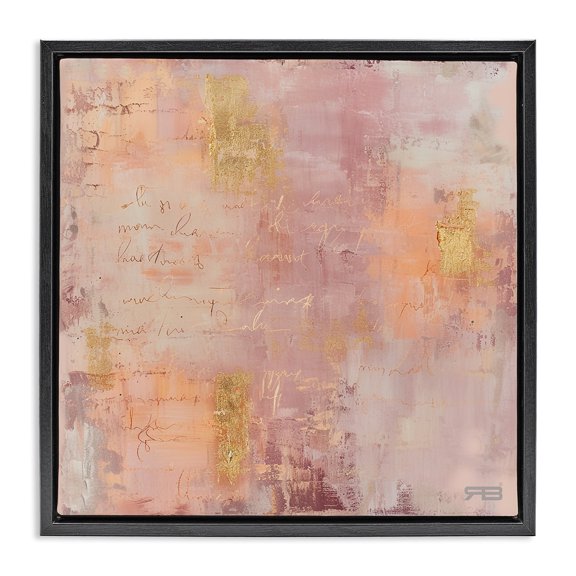 Stupell Industries Composition with Glam Script Abstract Painting Black Floater Framed Canvas Art Print Wall Art, 18 x 18