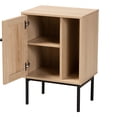 thumbnail image 3 of Baxton Studio Sherwin Mid-Century Modern Light Brown and Black 1-Door Cabinet with Woven Rattan Accent, 3 of 9