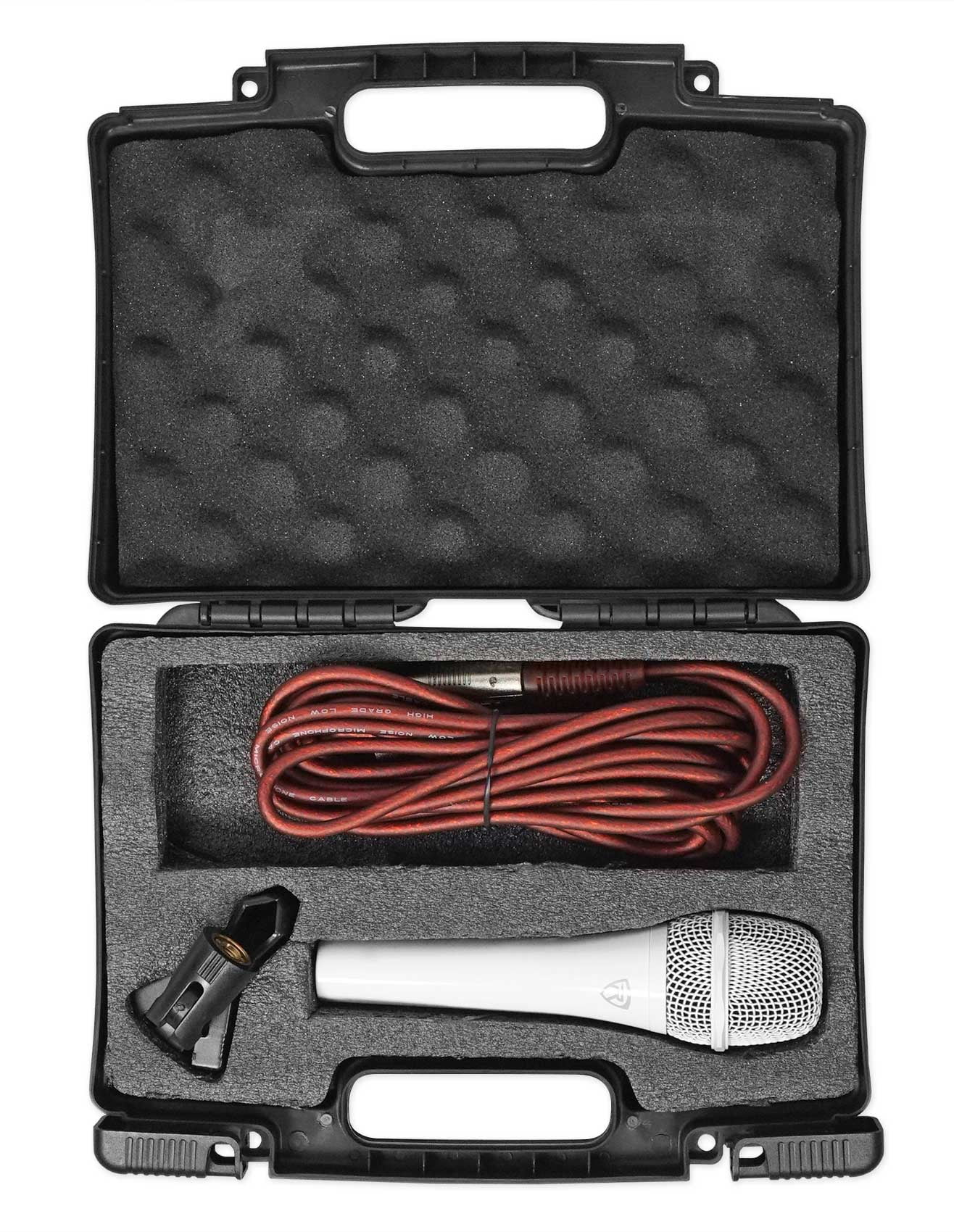 Rockville White Metal Wired Microphones Mic+Travel Case For Church Sound Systems