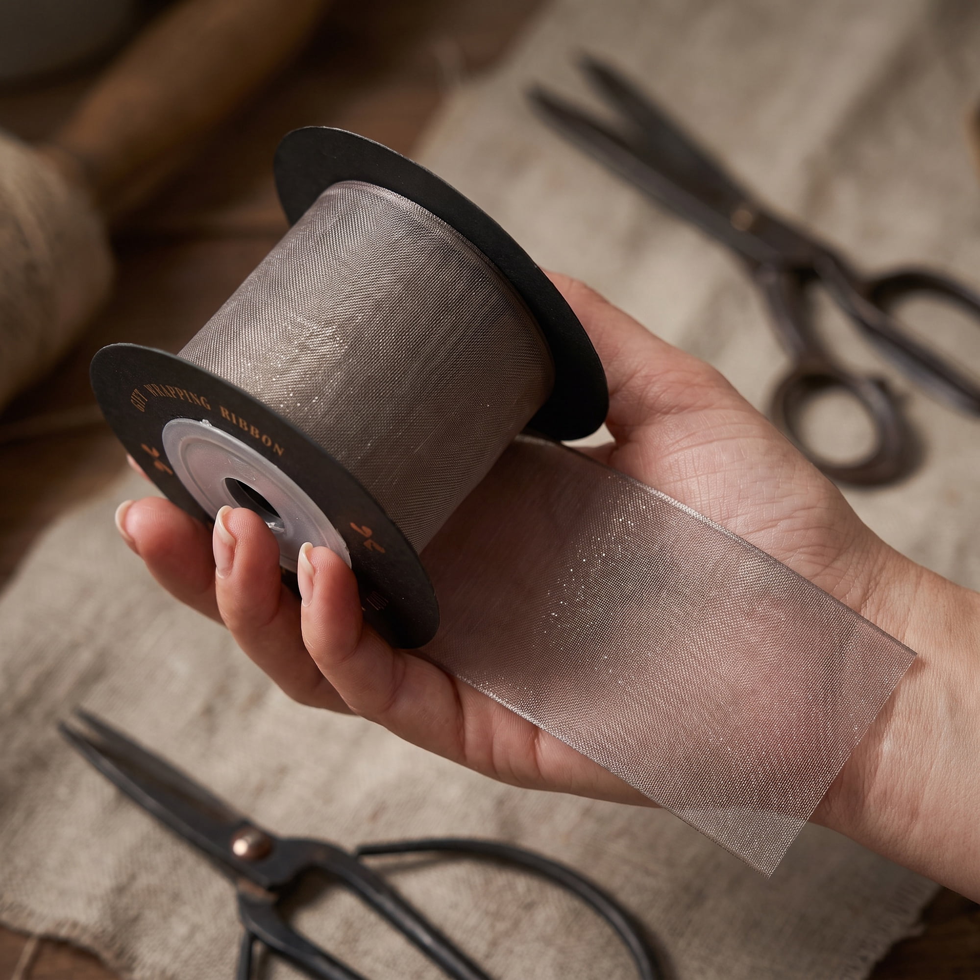 Unique Bargains Wide Matte Charcoal Grey Decorative Ribbon Grey 5.5 Yard