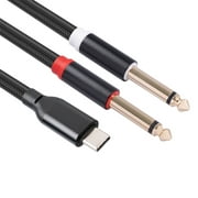 USB C To Dual 6.35mm Stereo Y Splitter Cable Audio Cord For Smart Phone Tablet Laptop Mixing Console