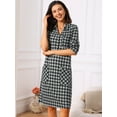 thumbnail image 3 of DARING DIVA Vintage Plaid Long Sleeve Check Knee Length Shirt Dress S Black, 3 of 8