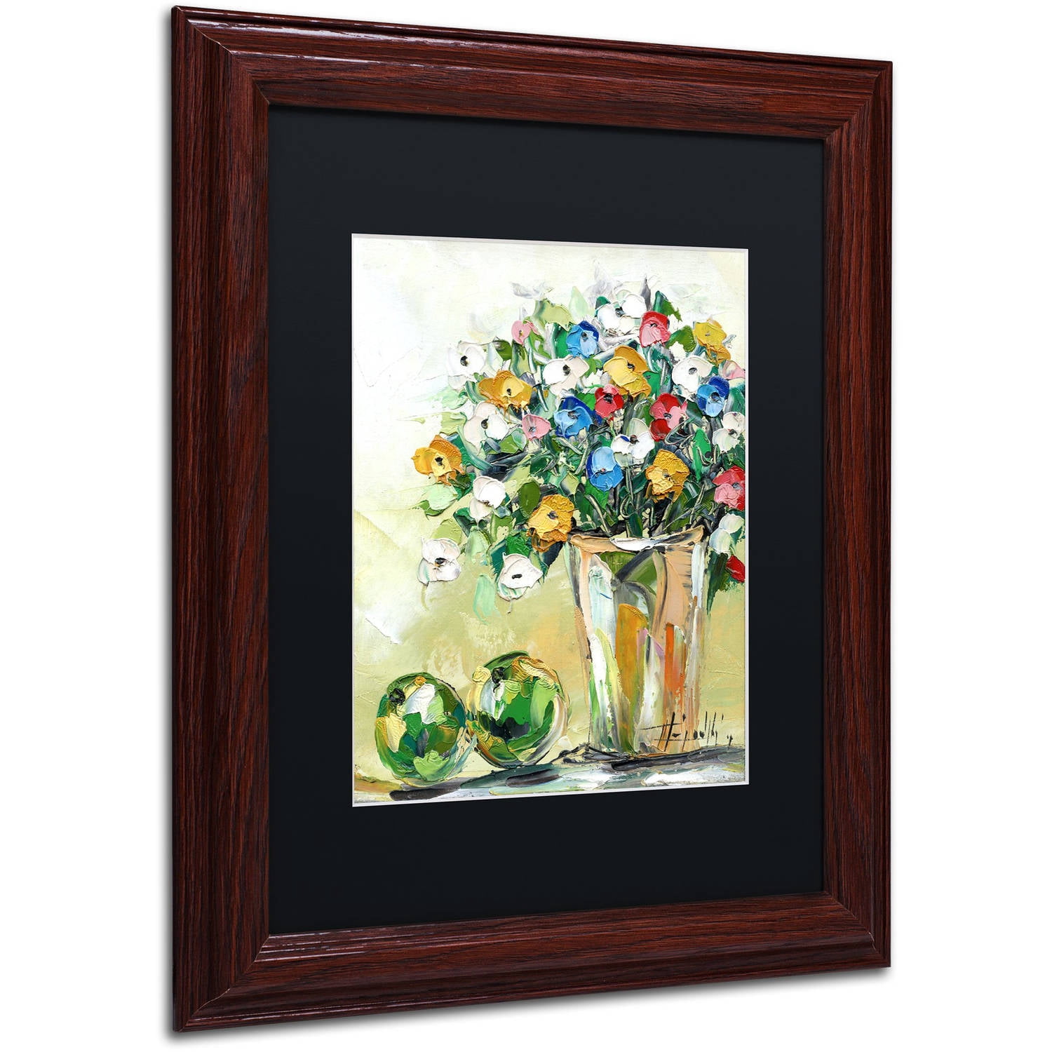 Trademark Fine Art Floral & Botanical Matted Framed Art ' Spring Flowers in a Vase 5 ' by Masters Fine Art