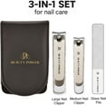 thumbnail image 3 of Beauty Power Nail Clippers Set for Men 3 in 1 - Stainless Steel Toenail and Fingernail Clippers with Glass File, Anti Splash, PU Leather Travel Case - Fathers Day Gift - Black, 3 of 9