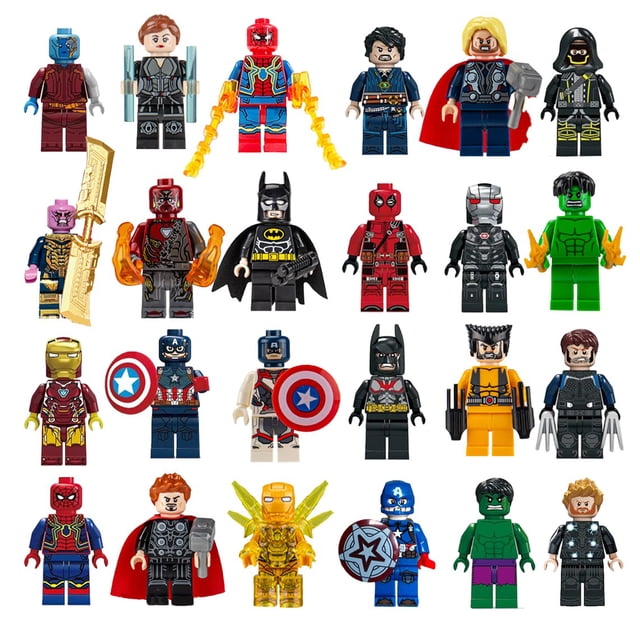 Set de 24 Figuras de Acción de Héroes, Minifiguras Coleccionables de Bloques de Construcción de 4.5cm, Juguetes de Regalo para Niños