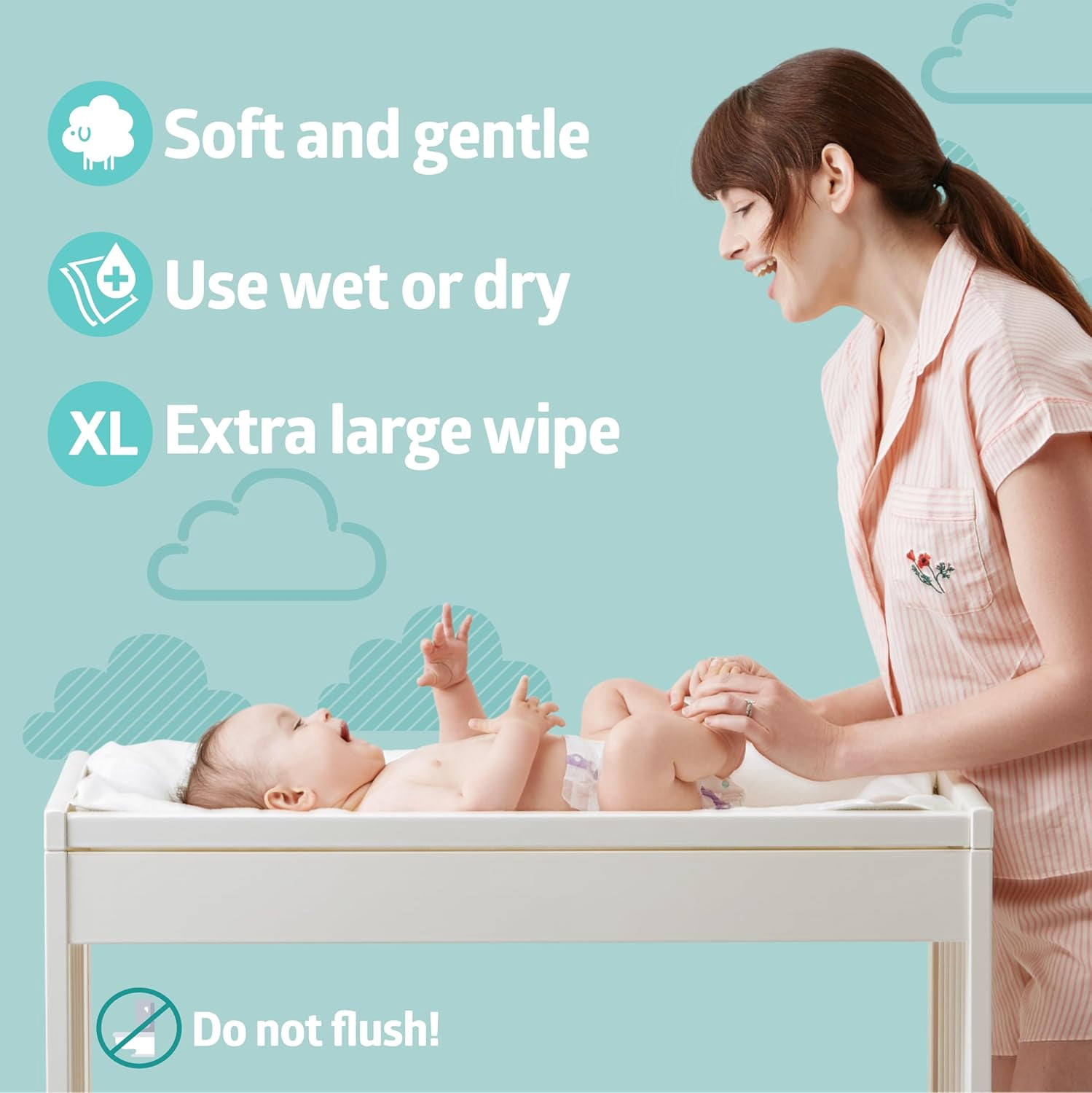 Medline Babysoft For Sensitive Skin Disposable Dry Cleansing Cloths, (Case of 500)