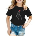 thumbnail image 6 of Summer Tops Graphic Tees for Girls T shirts Print Casual Cute Round Neck Short Sleeve T-Shirt for Kids Black 9-10 Years, 6 of 6