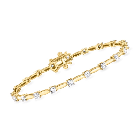 Ross-Simons 2.00 ct. t.w. Lab-Grown Diamond Link Station Bracelet in 18kt Gold Over Sterling, Women's, Adult