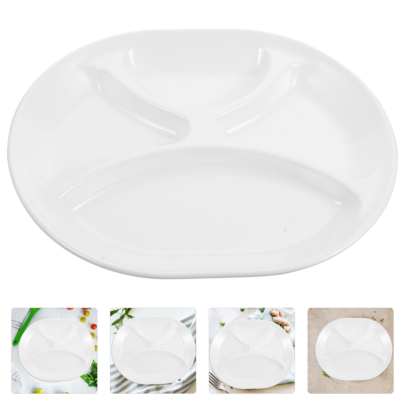 4 Divided Plates Dinner Plate Household Food Dish Compartment Food Plate,Plate*1 Clearance