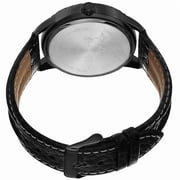 Men's Quartz Multifunction Leather Black Strap Watch