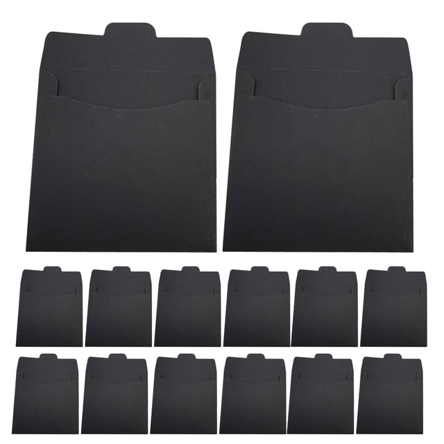 Shisuyan 100pcs CD DVD Packaging Sleeves Paper CD Envelopes CD Storage Holder Cover Black CD Sleeves Cardboard Envelopes for CD DVD Packaging