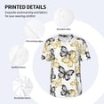 thumbnail image 3 of Zufioo Golden Glitter Butterflies Print Men's Baseball Short Sleeve, Moisture Wicking Button-Down Hip Hop Tee-XX-Large, 3 of 7