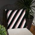 thumbnail image 5 of Vibrant Contrast 18"x18" Black White Red Stripe Accent Pillow, 5 of 8
