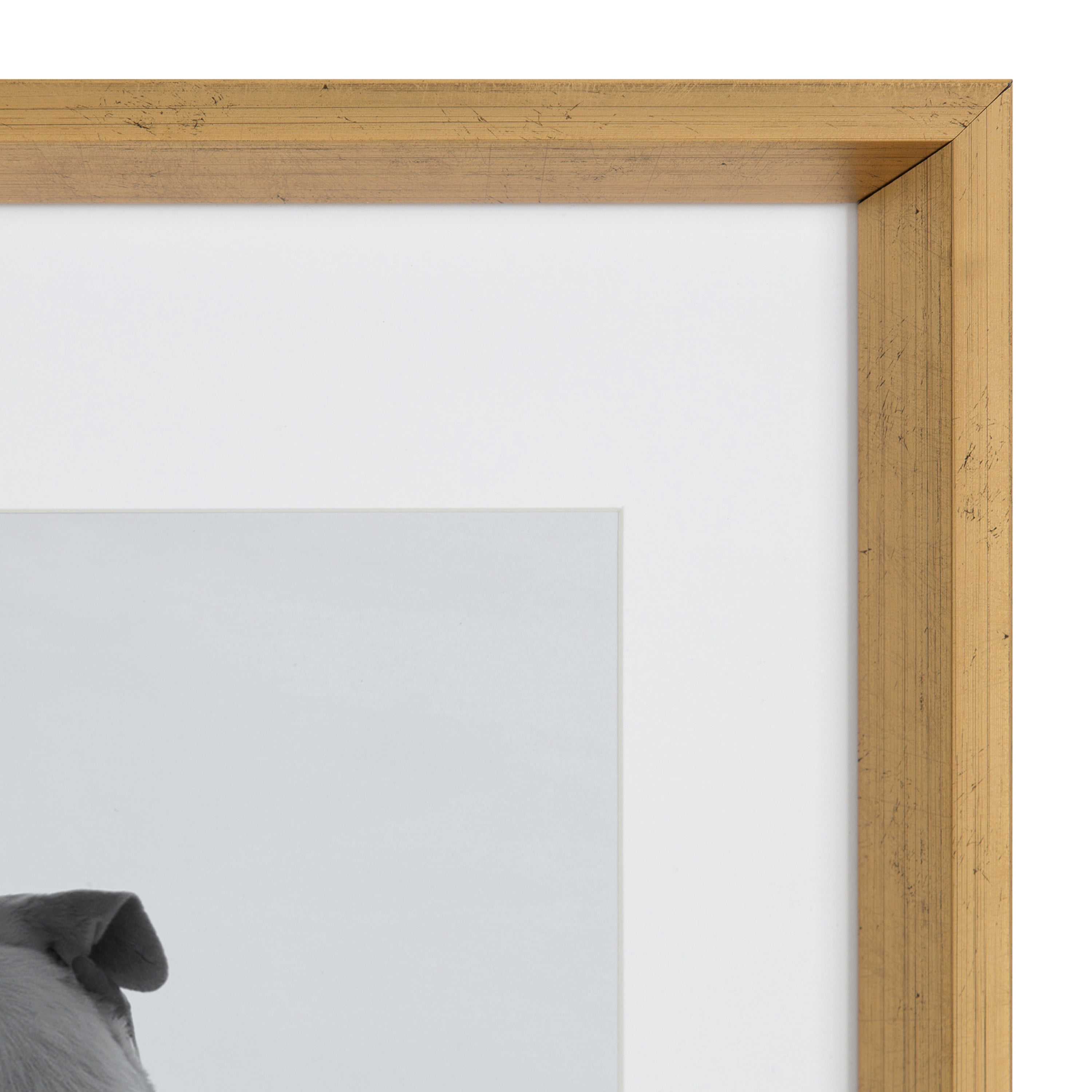 Kate and Laurel Calter Modern Wall Picture Frame Set, Gold 14x18 Matted to 11x14, Pack of 2