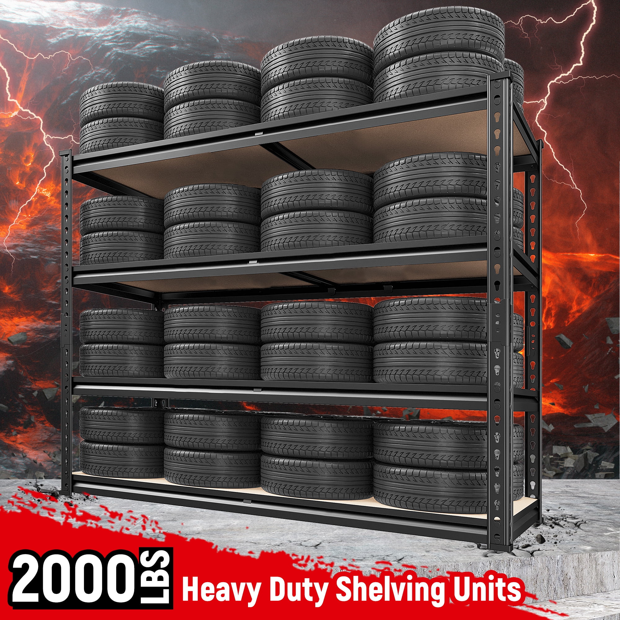 REIBII 2000LBS Storage Shelves Heavy Duty Metal Shelves for Storage Adjustable Garage Shelves,40"W X 20"D X 60"H,2 Pack
