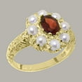 thumbnail image 2 of LBG British Made Real Solid 9k Yellow Gold Natural Garnet & Cultured Pearl Womens Engagement Ring - 33 size options - Size 6.25, 2 of 8