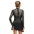 thumbnail image 2 of HULIJA Robe de Patinage Artistique pour Femmes Manches Longues en Mesh avec Strass Compétition de Danse Noire P, 2 of 7