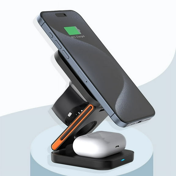 Foldable 3 in 1 Charging Station for iPhone, Magnetic Fast Phone Charger for Travel, Wireless Charger Pad for iPhone 15/14/13/12/Pro/Max/Mini,AirPods Wireless/Pro,iWatch Ultra/SE/9/8/7/6/5/4/3/2