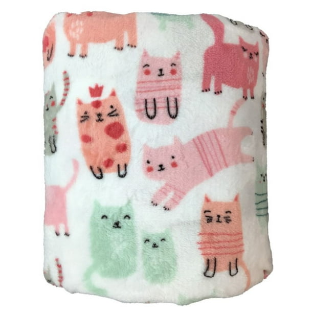 The Big One Oversized Plush Throw Blanket Pink Princess Cats 5ft x