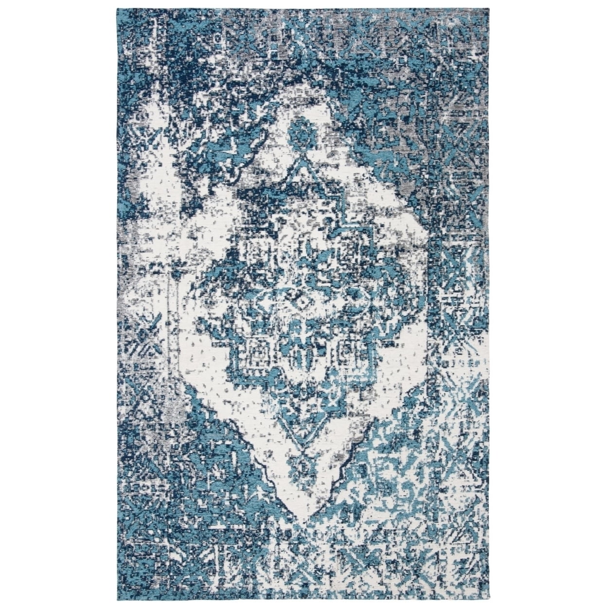 SAFAVIEH Classic Vintage Giuseppe Overdyed Runner Rug, Blue/Ivory, 2'3" x 8'
