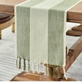 thumbnail image 1 of Wracra Cotton Linen Macrame Table Runner, Sage Green, 13"×60", 1 of 7