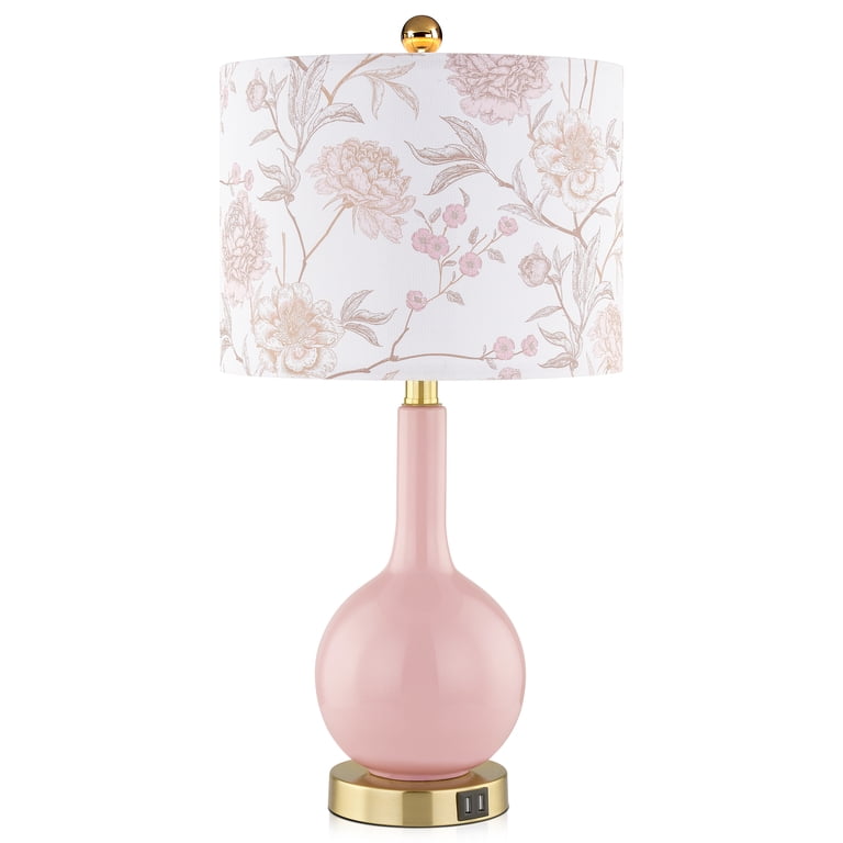 Cinkeda Pink Ceramic Table Lamp with USB Ports, 24 Inch photo 7