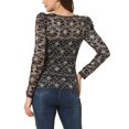 thumbnail image 3 of Unique Bargains Women's Lace Embroidery Semi Sheer Puff Sleeve Vintage Top M Black White, 3 of 5